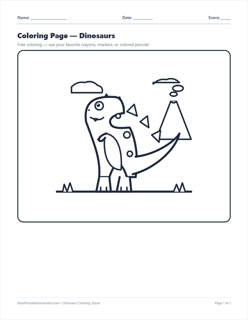 Dinosaur Coloring Scene