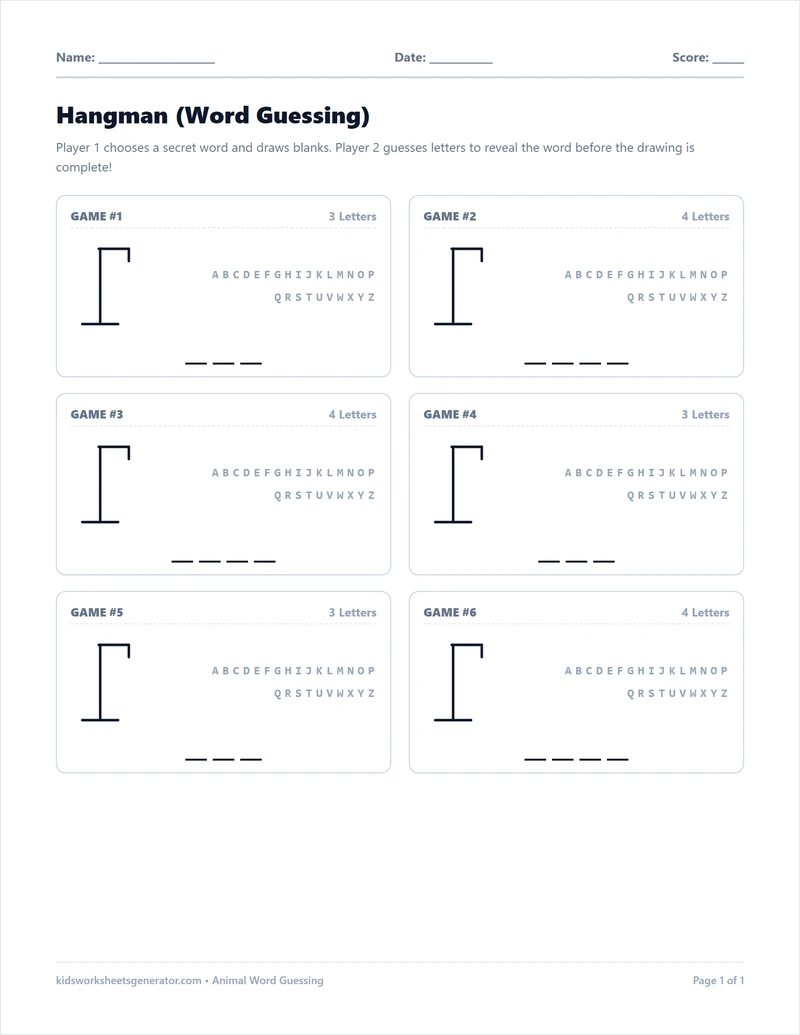 Hangman (Word Guessing)