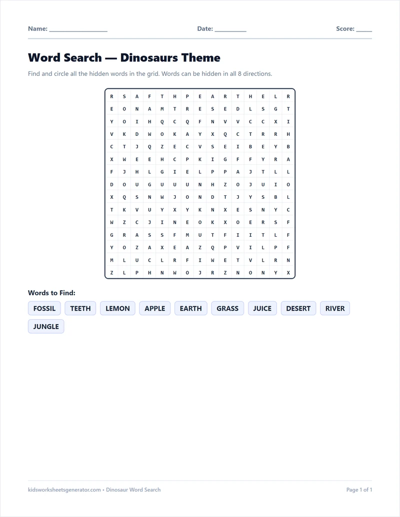 Themed Word Search